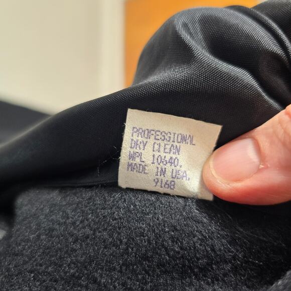 Vintage JOFELD Coat Women's 14 Black Wool Velvet Embellished Collar Long 80s 90s - Picture 10 of 14